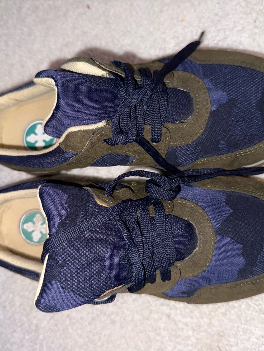 CHARLESTON SHOE CO. Navy Blue and Olive Green Camouflage Sneakers
